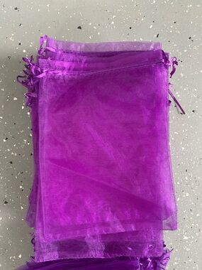 Purple Organza Drawstring Gift Bags Set of 100 Sheer Pouches Wedding Party 6"x9"
